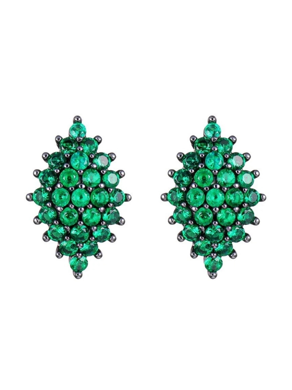 Natural Emerald Cluster Stud Earrings 1.25ctw 50 Stones 925 Sterling Silver NWT